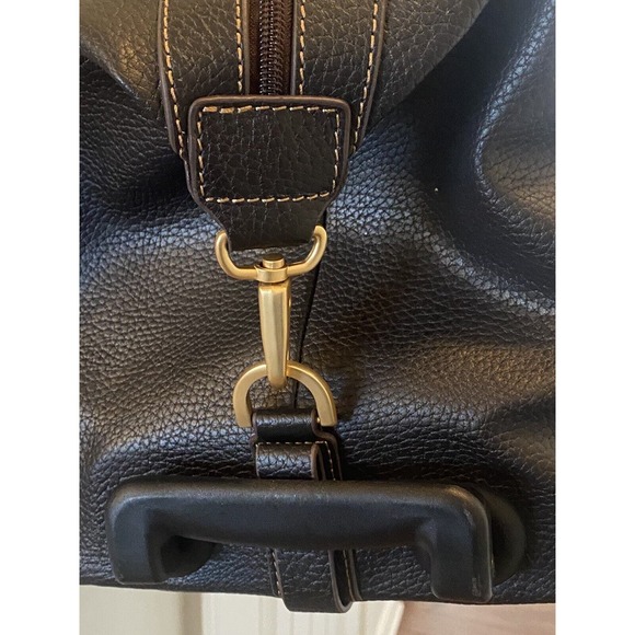 New BROOKS BROTHERS Pebbled Brown Leather Travel Luggage Weekend Bag w/ Lock&key - Picture 8 of 16